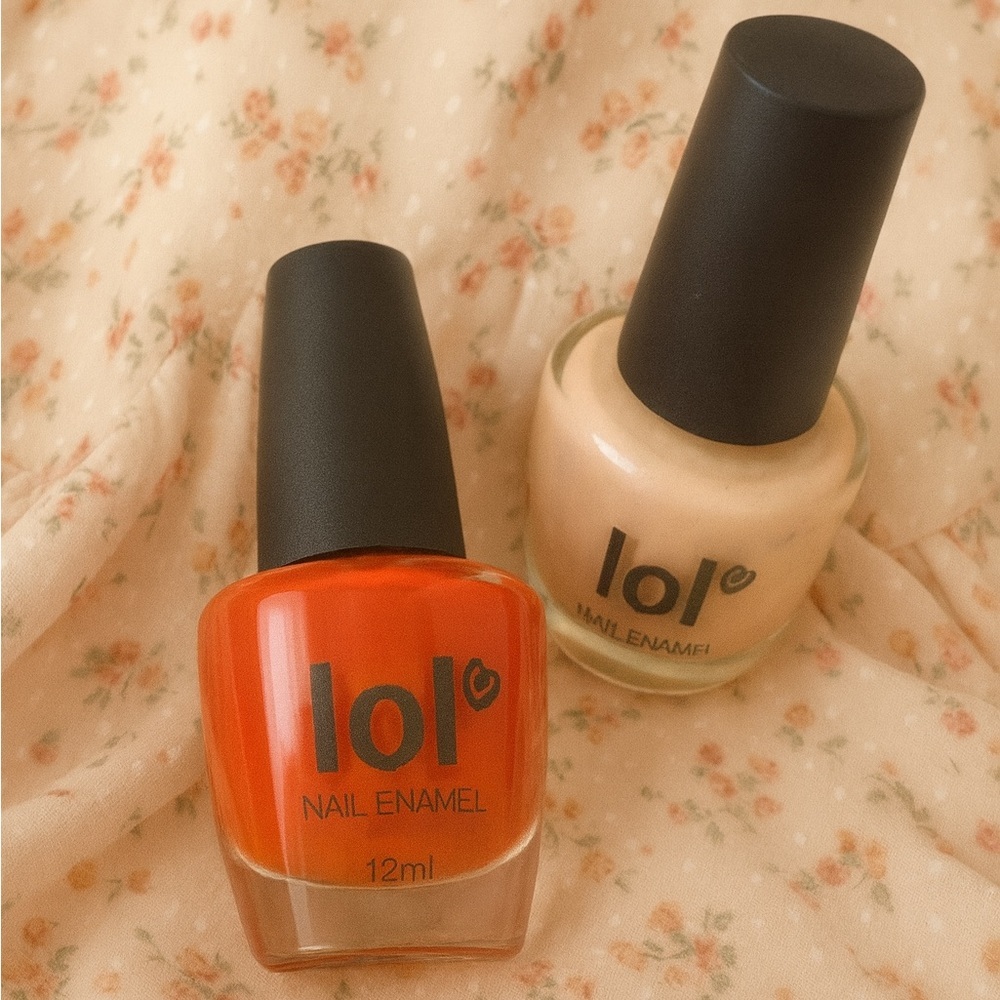 Lot of 2 LOL Nail Enamel Polishes – Orange Shock & Peach Ranch – 12ml Each